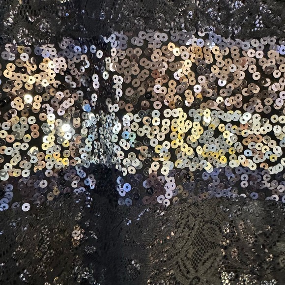 Quacker Factory Striped Lace Sequined 3/4 Sleeve Tunic Women’s Top Black Size 3X - Picture 3 of 6